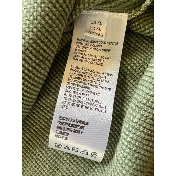 NWT! Pilcro Anthropologie Distressed Moss Green Waffle Knit Thermal XL - Picture 5 of 8